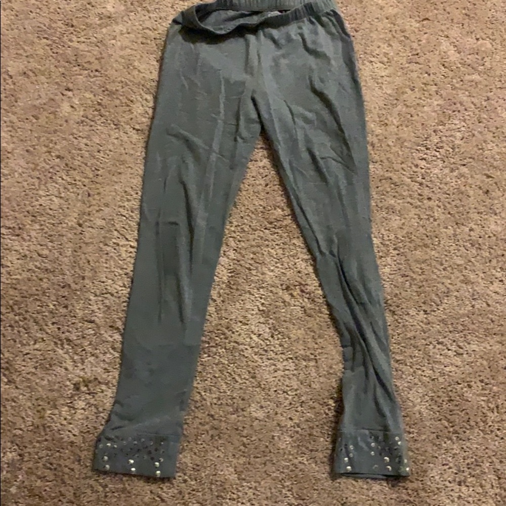 SO leggings with silver rhinestones on the legs